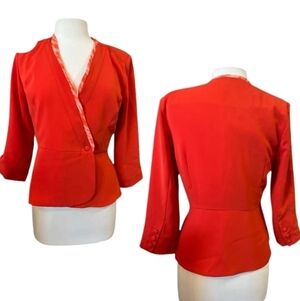 Cabi Jane Crossover Peplum Orange Wrap Blazer Jacket Size Small (4)